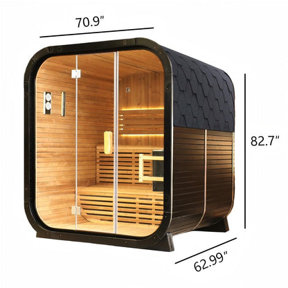 Outdoor Traditional  Square Steam  Sauna (Thermo Spruce) - Premium Home Spa Experience