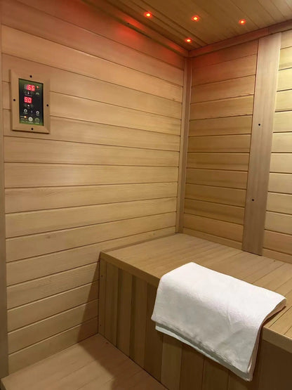 New Exclusive High-End Black Outdoor Square Sauna for 4-6 Persons - Architectural Weatherproof ThermoWood - Panoramic Glass & LED lighting