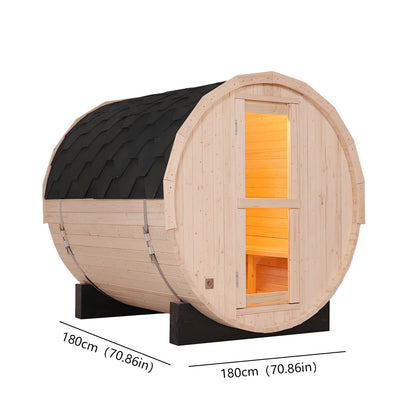 2-4 Person Outdoor Barrel Sauna - Premium White Pine - Backyard Steam Relaxation Haven