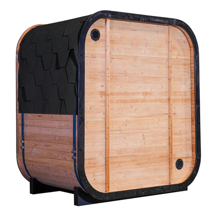 Outdoor Thermo Spruce Wood 4 - Person Far Infrared Sauna, Room with Dark Brown Tinted Glass, LED Chromotherapy Lights & Weather - Resistant Roof for Backyard Retreat
