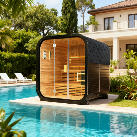 Outdoor Traditional  Square Steam  Sauna (Thermo Spruce) - Premium Home Spa Experience