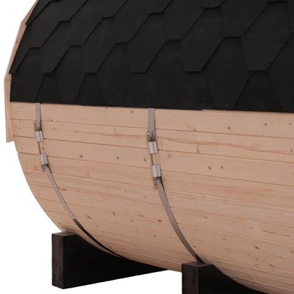 Prestige All-Weather Outdoor Premium White Pine Barrel Sauna with Front Porch - 4-6 Person Retreat