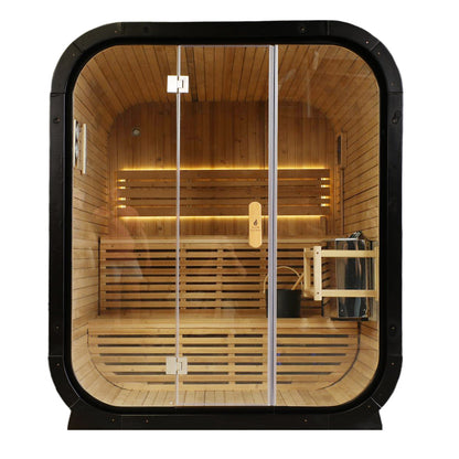 Outdoor Traditional  Square Steam  Sauna (Thermo Spruce) - Premium Home Spa Experience