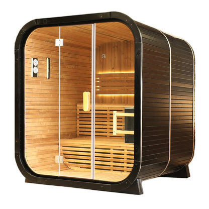 Outdoor Traditional  Square Steam  Sauna (Thermo Spruce) - Premium Home Spa Experience