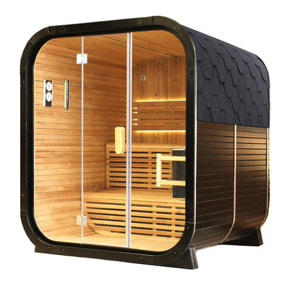 Outdoor Traditional  Square Steam  Sauna (Thermo Spruce) - Premium Home Spa Experience