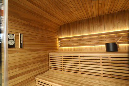 Outdoor Traditional  Square Steam  Sauna (Thermo Spruce) - Premium Home Spa Experience