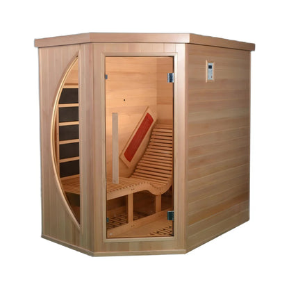 Indoor Premium Red Cedar Far Infrared  1 - Person Lounge Sauna - Aromatherapy Natural Wood, Tempered Glass Door for Relaxation