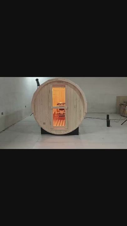 2-4 Person Outdoor Barrel Sauna - Premium White Pine - Backyard Steam Relaxation Haven